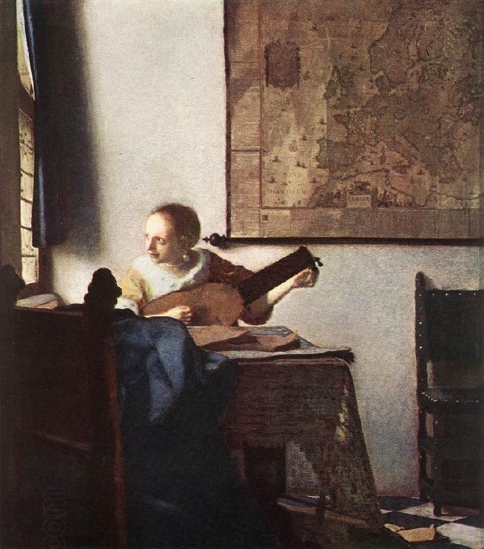 VERMEER VAN DELFT, Jan Woman with a Lute near a Window wt China oil painting art